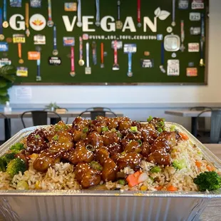 Orange chicken fried rice, vegan restaurant near me