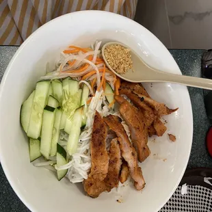 a bowl of food on a table