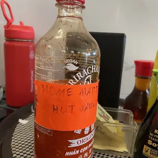 a bottle of hot sauce