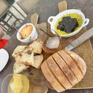 Goat cheese bruschetta with the Hawaiian gold rush and Balsamic dip with at breakfast old fashioned
