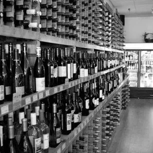 rows of wine bottles