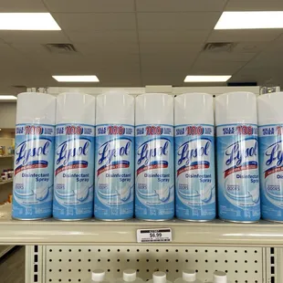 Lysol spray and wipes in stock