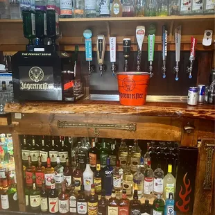 Well stocked bar.