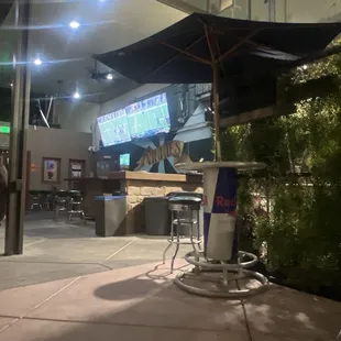 Outside seating.