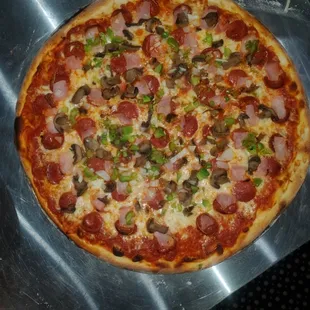 a pizza on a table