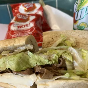 a sandwich with lettuce