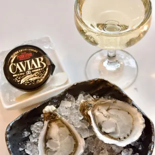 Oyster Wishes, Caviar dreams cocktail. Daily Oyster Happy Hour is from 4-5pm Tues-Sat