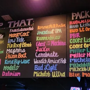 Beer menu