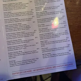 Menu items went up