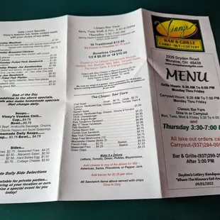 Menu side 2