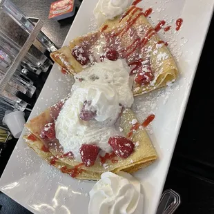 Raspberry crepes