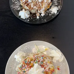 fruity pebbles pancakes and smores pancakes