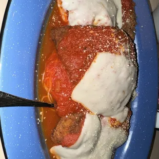 Parmigiana trio......chicken, veal and shrimp