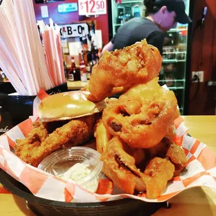Pork Tenderloin Sammich with Onion Rings