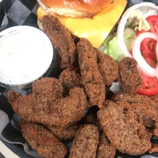 Burger Basket of Basket of Portabella Mushroom Fries