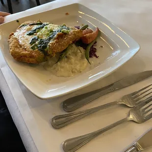 Chicken Parmesan with Parmesan risotto