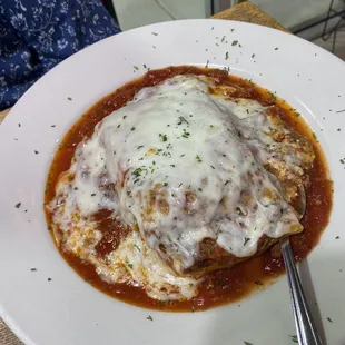 Meat Lasagna Dinner. It came with 2 garlic rolls and soup or salad. It was good!
