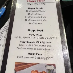 Happy Hour Pricing for double order wings