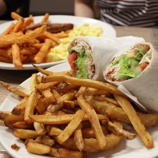 Turkey blt wrap and the hungry man combo (pancakes not pictured)
