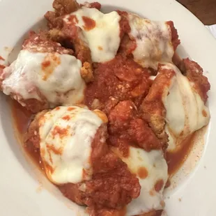 Shrimp Parmigiana with linguine