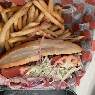 Cheesesteak Works and fries