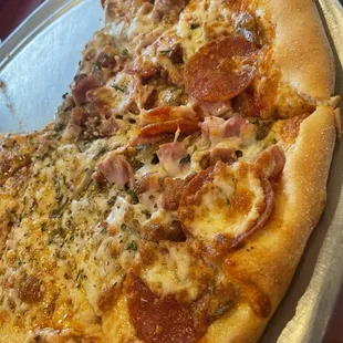 Half pepperoni and half cheese pizza