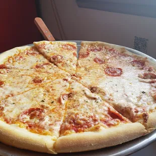 a pizza on a pan