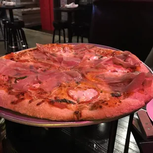 a pizza on a platter