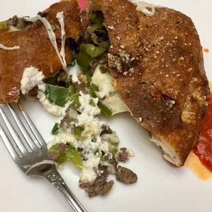 Stromboli, cheese, ricotta, steak &amp; peppers!