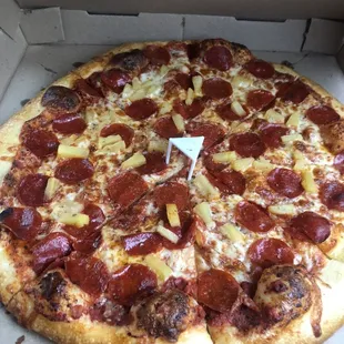 Pepperoni and pineapple