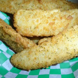 Fried pickles, close-up.