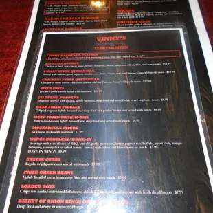The  menu&apos;s - 2 of them.