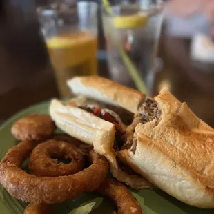 Cheesesteak with Onion Rings