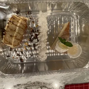 White cake and lemon cake