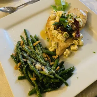 Chicken caprice and green beans