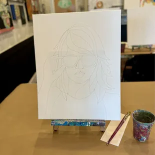 Their canvases already had the sketch on them.