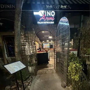 The inviting exterior of Vino Aromi.