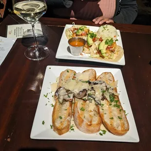 Mushroom Bruschetta &amp; Shrimp Tacos