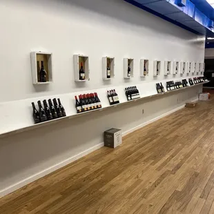 bottles of wine on shelves