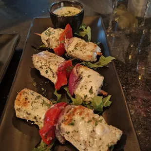 Swordfish on a stick,  Ironic! [17] Extensive Tapas menu Healthy options Protein tapas dishes Small bites Shareable dishes