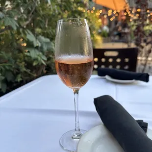 Glass of sparkling rose