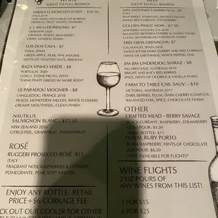 Wine menu