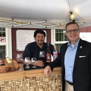 Concilman Kevin kelly and I at our wine tasting bar