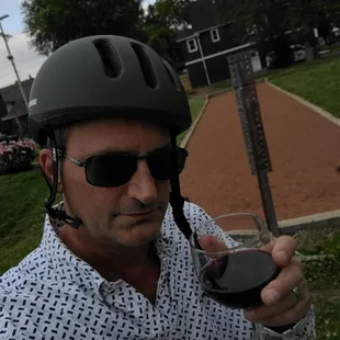 Road my bicycle here. Great bocce ball court.