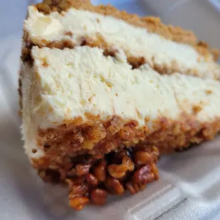 a piece of cake in a styrofoam container