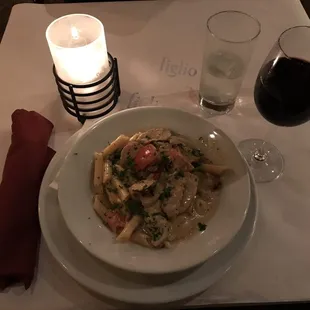 Chicken diablo with a nice Argentinian Malbec.
