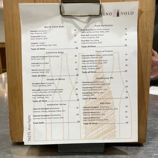 wine menu