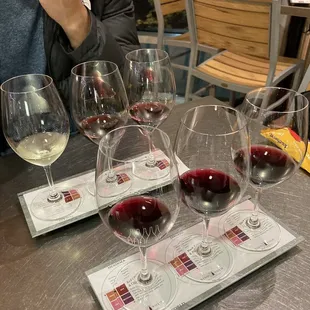 Taster Wine Flights, World Reds in front, Taste of Europe in back.