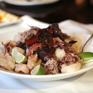 Frito Misto of Red Snapper &amp; Calamari ($21) - sweet &amp; sour pepper agrodulce