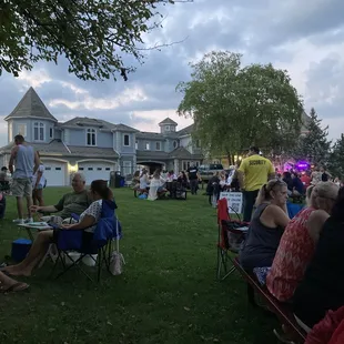Picnic tables and lawn chairs